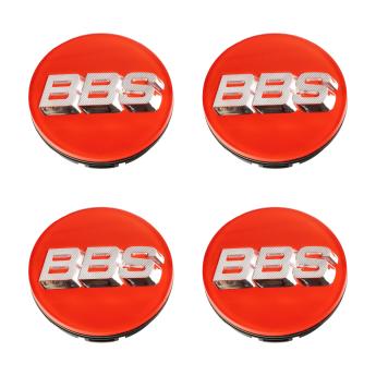 4 x BBS 3D Rotation Nabendeckel Ø56mm rot, Logo silber/chrome - 58071061.4